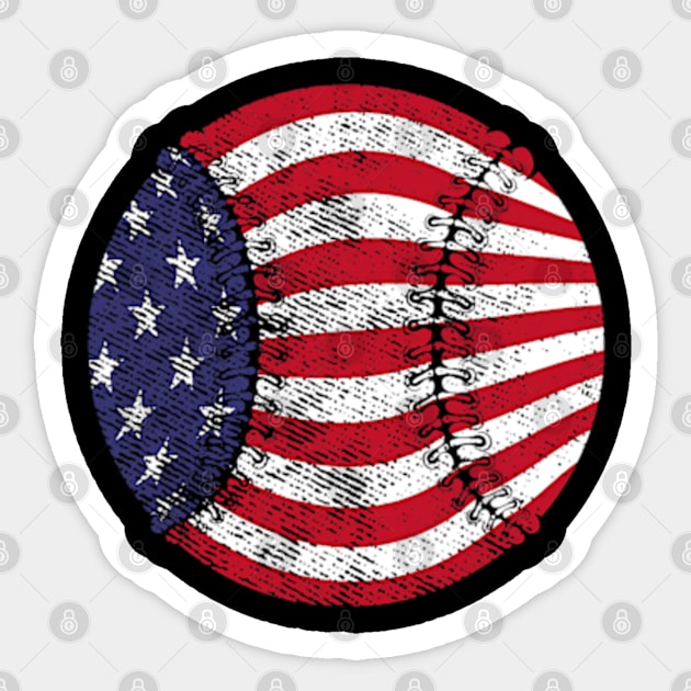 American Flag Patriotic USA 4th of July Baseball Team Sticker by credittee